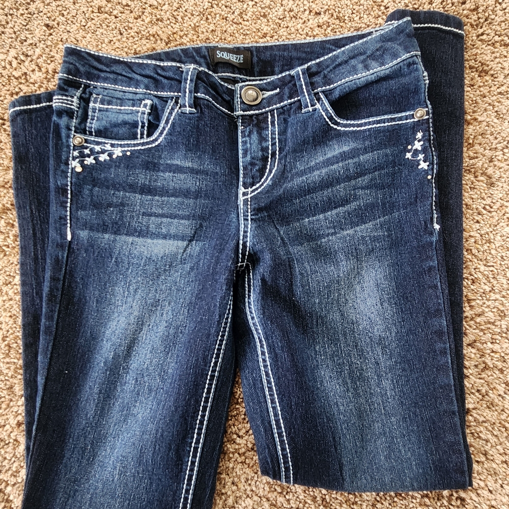 Squeeze Kids Dark Blue Skinny Jeans with Accents